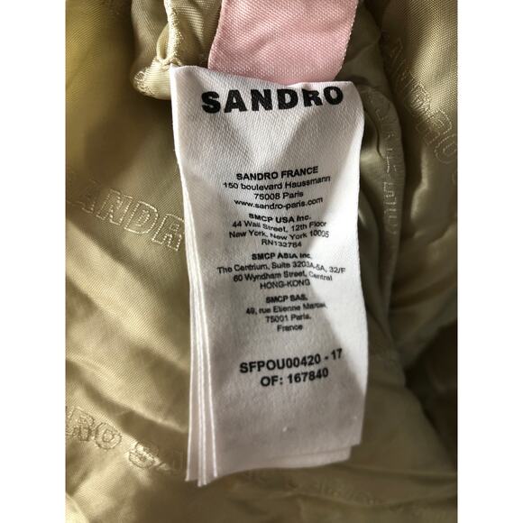 Sandro Gloriana Jacket Oversized Heart Quilted Down Puffer Putty Beige 36 - Picture 9 of 9